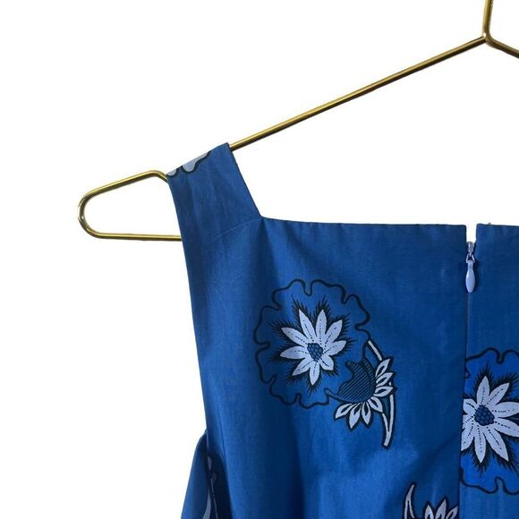 Ann Taylor Tie-Front Poplin Dress Blue Floral Midi Size 6 NWT - Picture 9 of 11